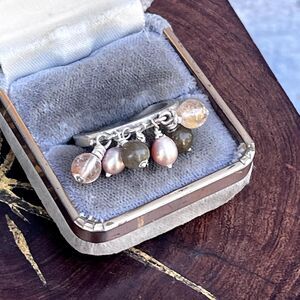 Vintage Dangle Ring Size 9 Unique Statement Ring with Gemstone Jewelry